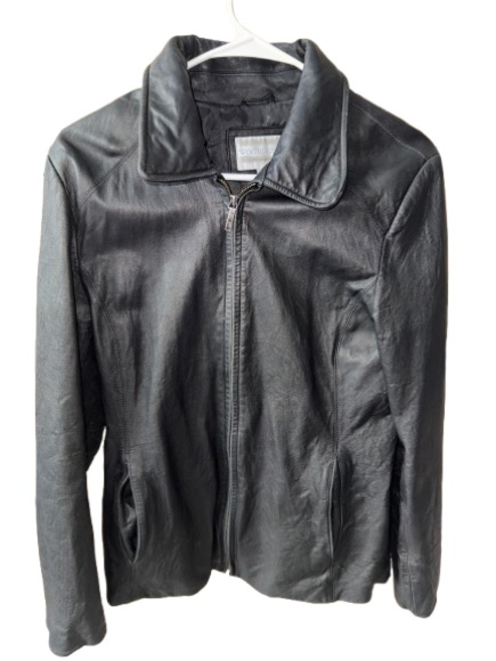 Vintage Black Lambskin Leather Zip Jacket